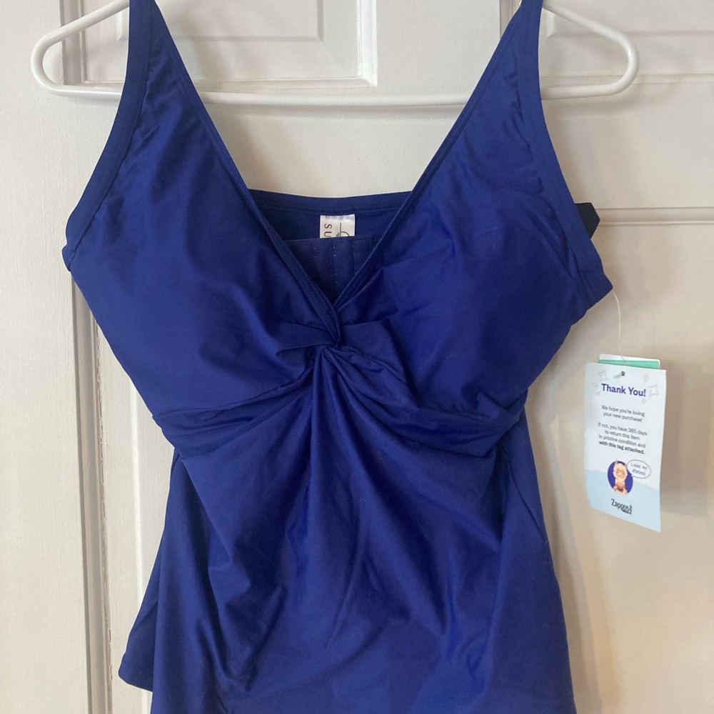Women's Blue Twist Front Top